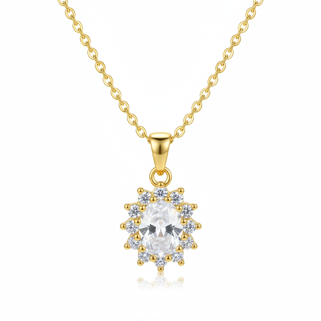 Oval-cut Crystal & Cubic Zirconia Goldtone Botanical Pendant Necklace