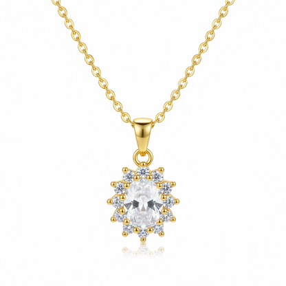 Oval-cut Crystal & Cubic Zirconia Goldtone Botanical Pendant Necklace