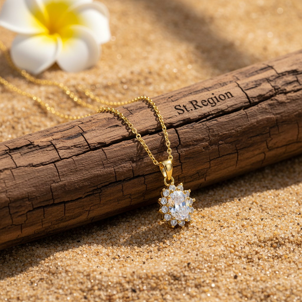 Oval-cut Crystal & Cubic Zirconia Goldtone Botanical Pendant Necklace