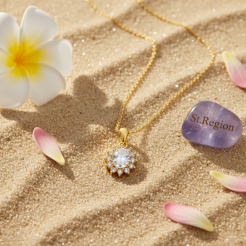 Oval-cut Crystal & Cubic Zirconia Goldtone Botanical Pendant Necklace