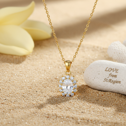 Oval-cut Crystal & Cubic Zirconia Goldtone Botanical Pendant Necklace
