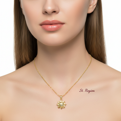 Cubic Zirconia & Goldtone Sun Pendant Necklace