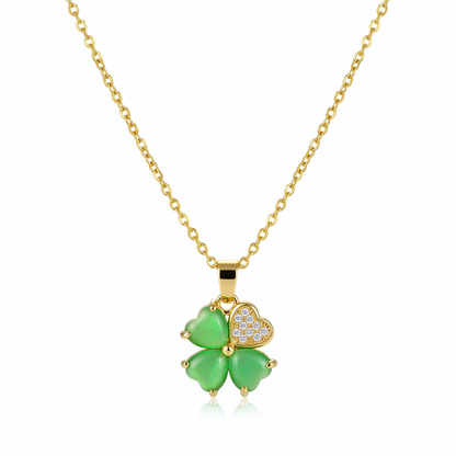 Green Quartz & Cubic Zirconia Clover Pendant Necklace