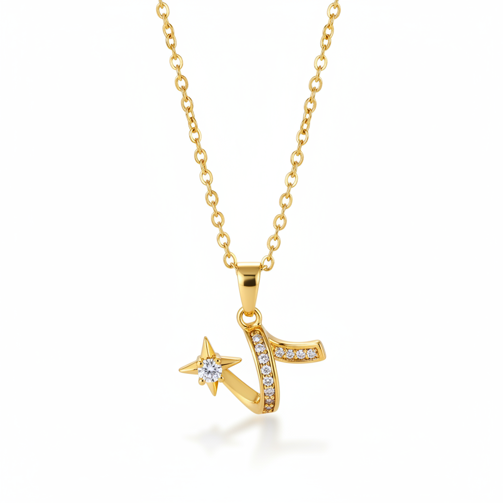 Cubic Zirconia & Goldtone Shooting Star Pendant Necklace