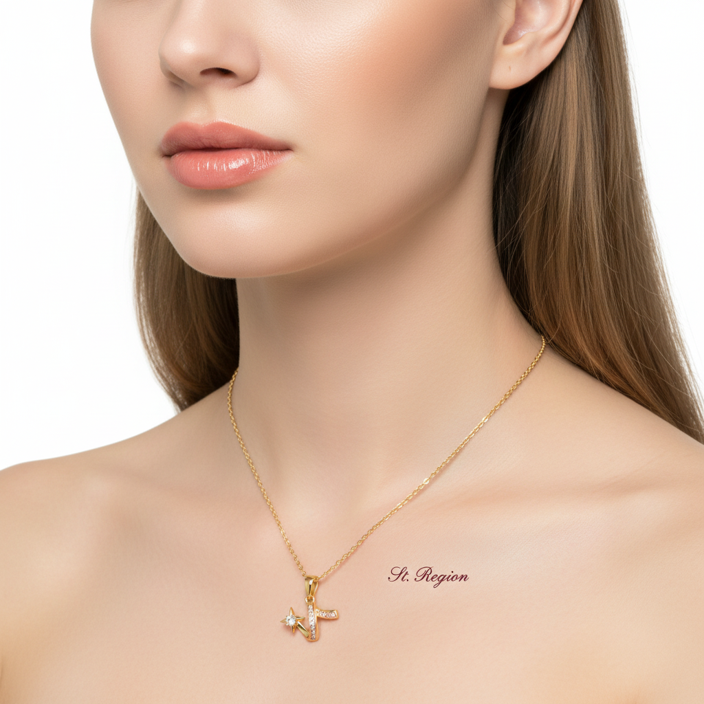 Cubic Zirconia & Goldtone Shooting Star Pendant Necklace