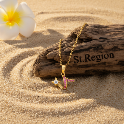 Cubic Zirconia & Goldtone Shooting Star Pendant Necklace