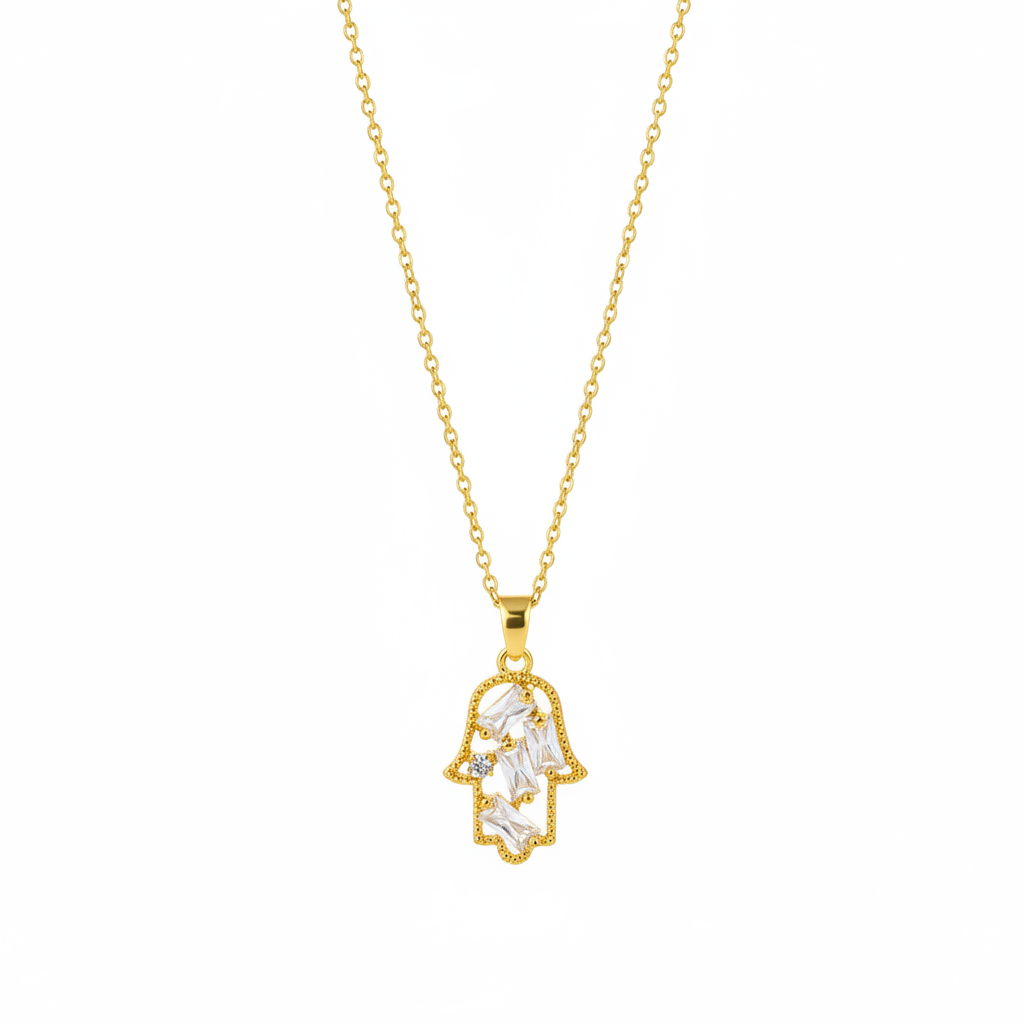 Crystal & Cubic Zirconia Hamsa Pendant Necklace