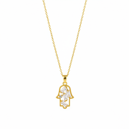 Crystal & Cubic Zirconia Hamsa Pendant Necklace