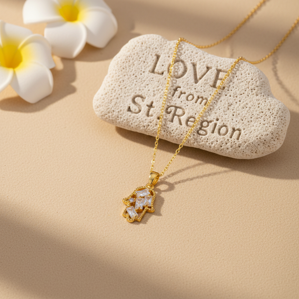 Crystal & Cubic Zirconia Hamsa Pendant Necklace