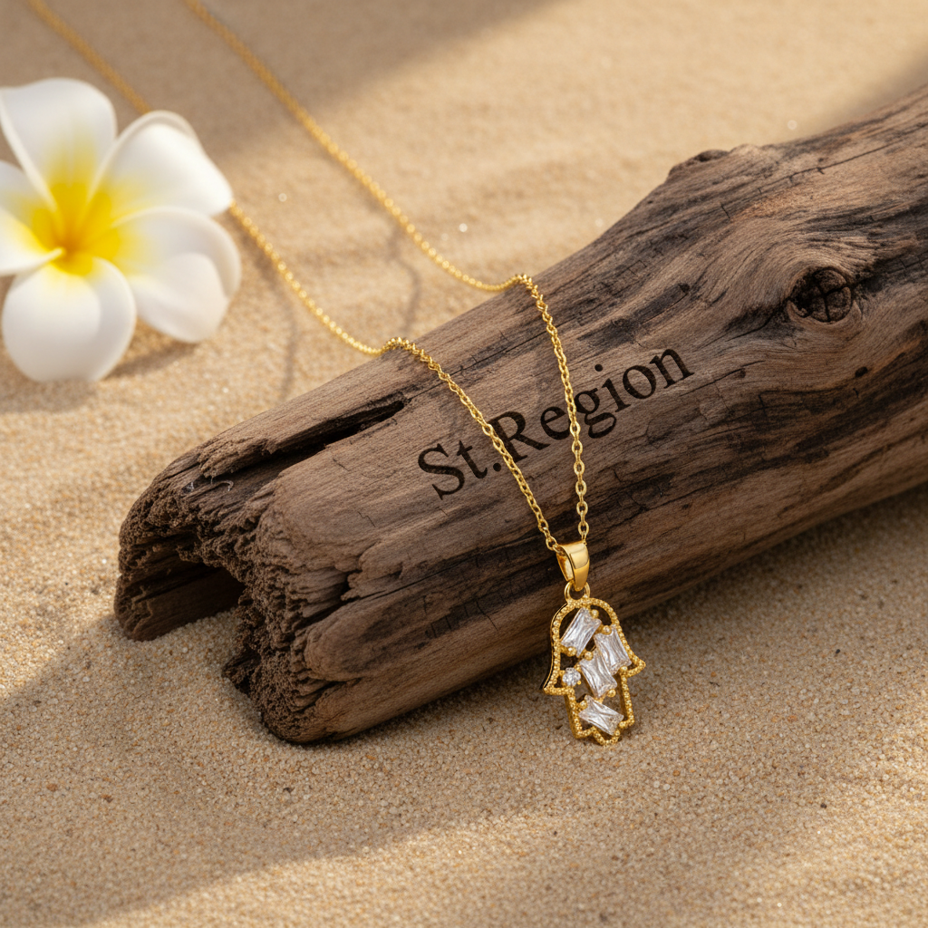 Crystal & Cubic Zirconia Hamsa Pendant Necklace