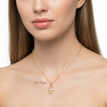 Crystal & Cubic Zirconia Hamsa Pendant Necklace