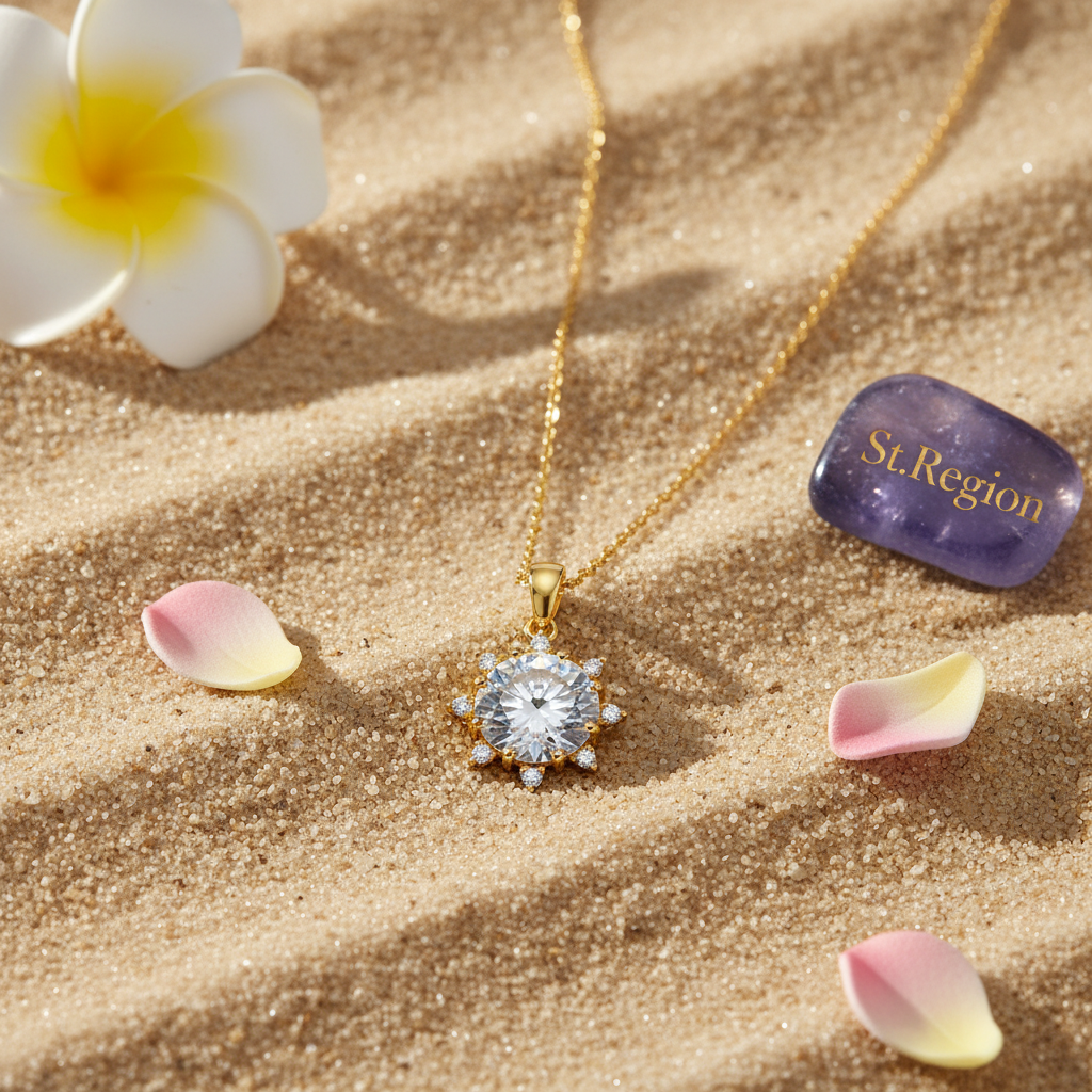 Crystal & Cubic Zirconia Sun Pendant Necklace