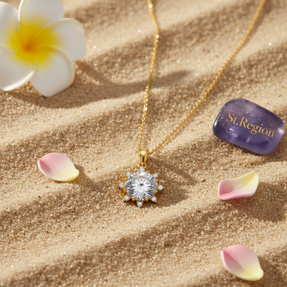 Crystal & Cubic Zirconia Sun Pendant Necklace