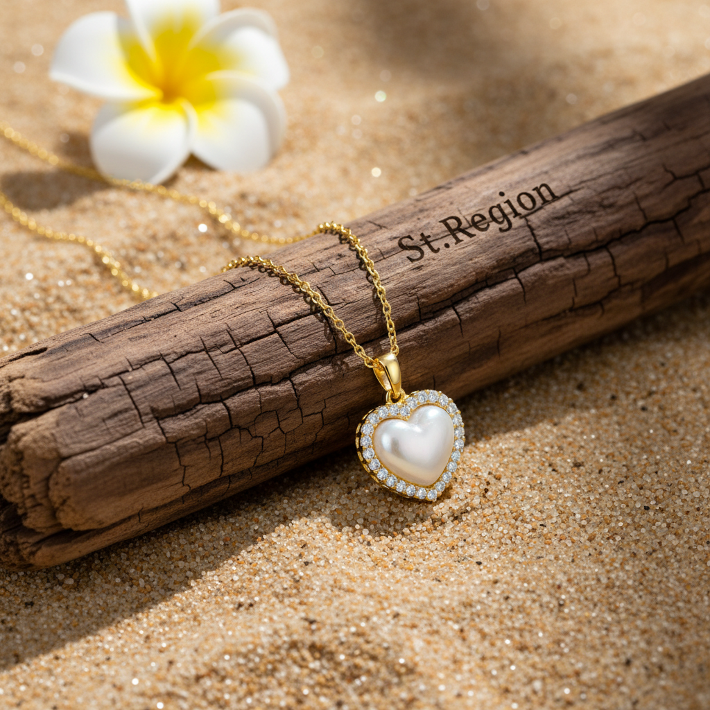 Pearl & Cubic Zirconia Goldtone Heart Pendant Necklace