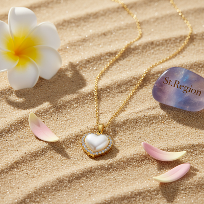 Pearl & Cubic Zirconia Goldtone Heart Pendant Necklace