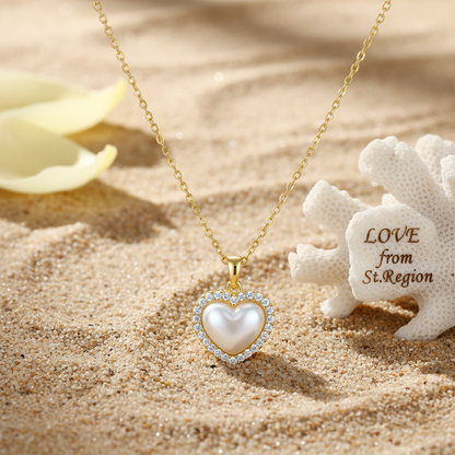 Pearl & Cubic Zirconia Goldtone Heart Pendant Necklace