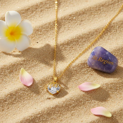 Crystal & Goldtone Heart Drip Pendant Necklace