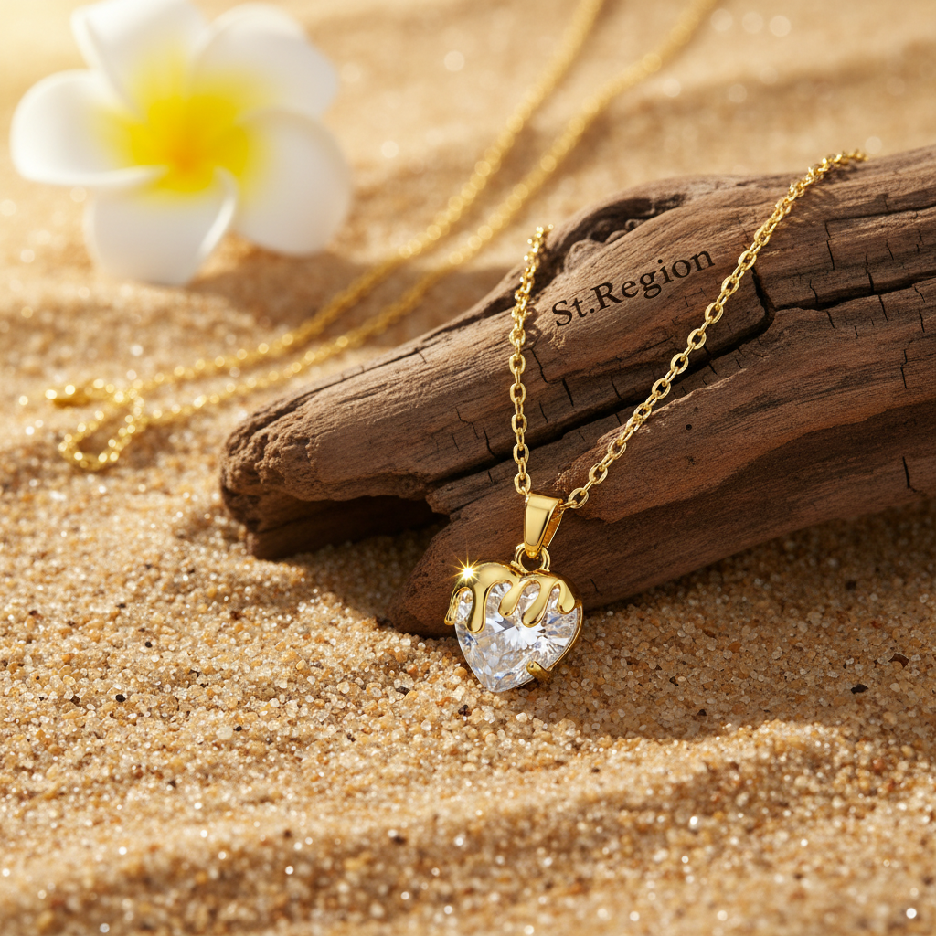 Crystal & Goldtone Heart Drip Pendant Necklace