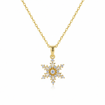 Cubic Zirconia & Crystal Snowflake Pendant Necklace