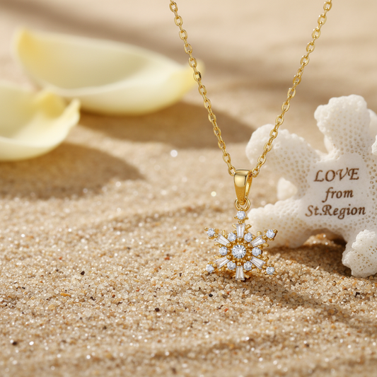 Cubic Zirconia & Crystal Snowflake Pendant Necklace
