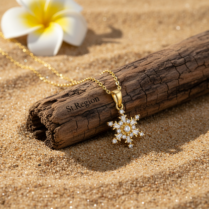 Cubic Zirconia & Crystal Snowflake Pendant Necklace