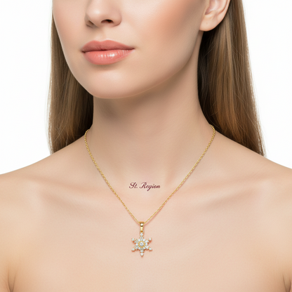 Cubic Zirconia & Crystal Snowflake Pendant Necklace
