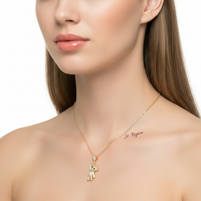 Cubic Zirconia & Goldtone Star Bear Pendant Necklace