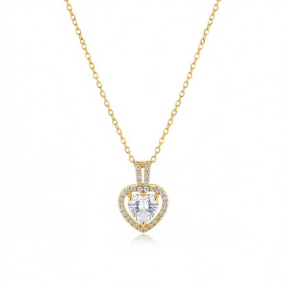 Clear Crystal & Cubic Zirconia Heart Pendant Necklace