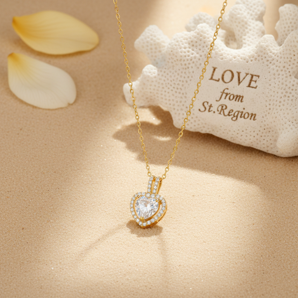 Clear Crystal & Cubic Zirconia Heart Pendant Necklace