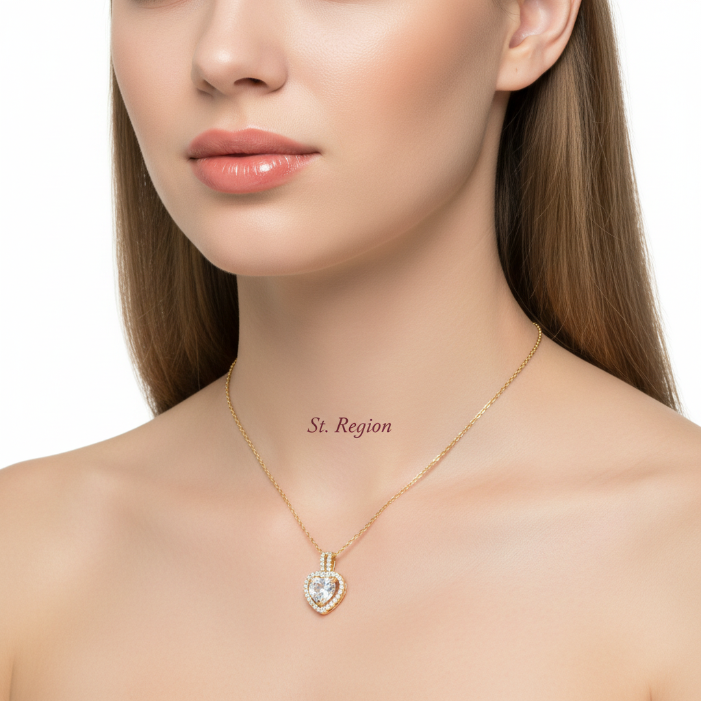 Clear Crystal & Cubic Zirconia Heart Pendant Necklace