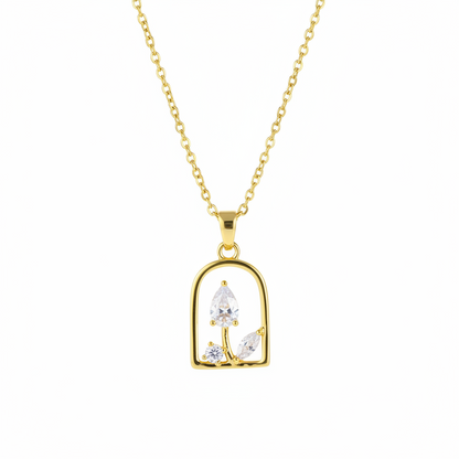 Crystal & Goldtone Vase Pendant Necklace