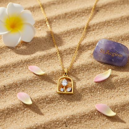 Crystal & Goldtone Vase Pendant Necklace