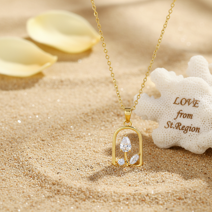 Crystal & Goldtone Vase Pendant Necklace
