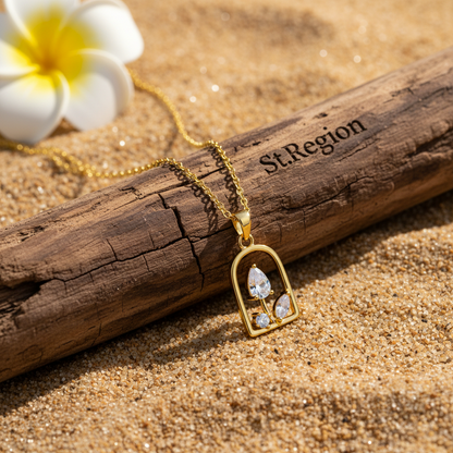 Crystal & Goldtone Vase Pendant Necklace