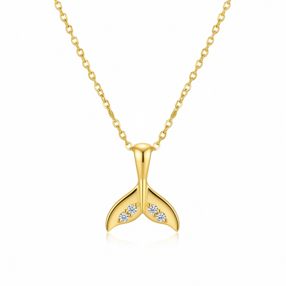 Cubic Zirconia & Goldtone Fishtail Pendant Necklace