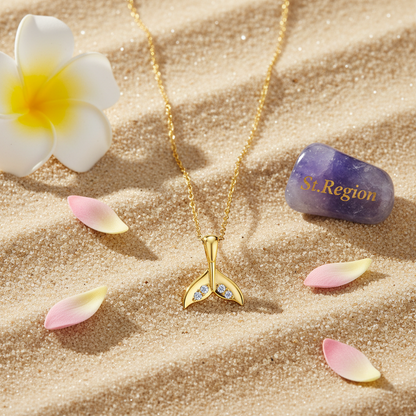 Cubic Zirconia & Goldtone Fishtail Pendant Necklace