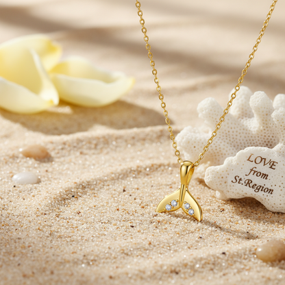 Cubic Zirconia & Goldtone Fishtail Pendant Necklace
