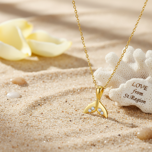 Cubic Zirconia & Goldtone Fishtail Pendant Necklace