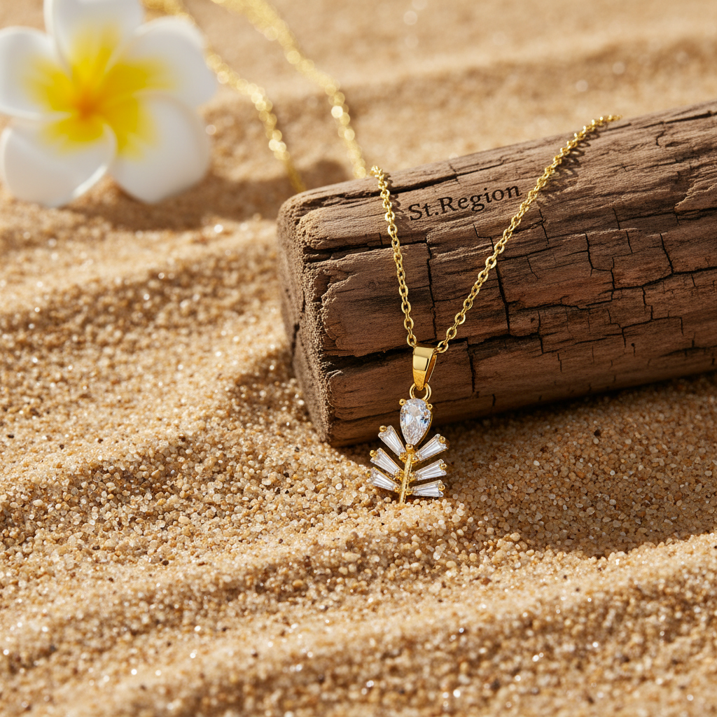Crystal & Goldtone Branch Pendant Necklace