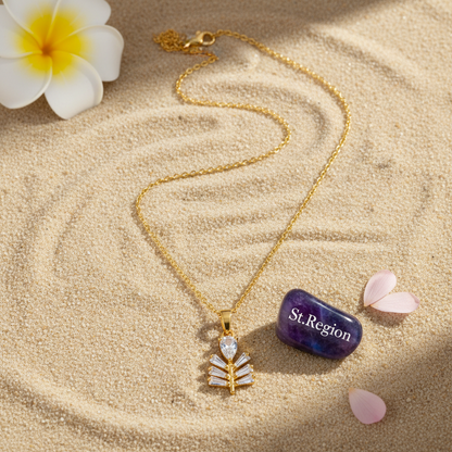 Crystal & Goldtone Branch Pendant Necklace