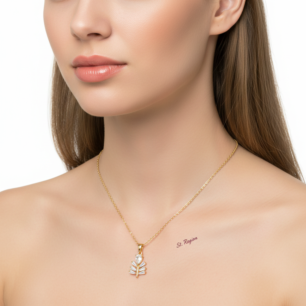 Crystal & Goldtone Branch Pendant Necklace