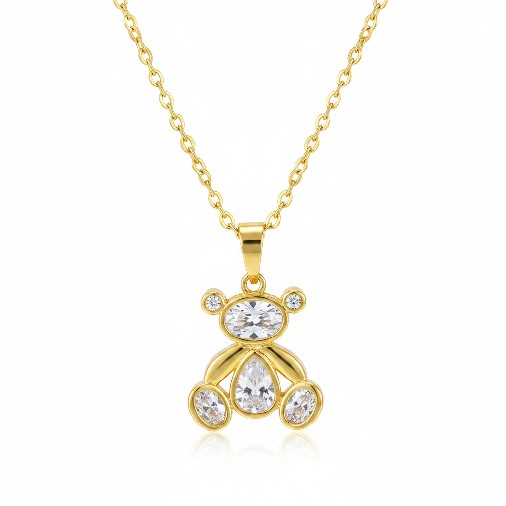 Crystal & Cubic Zirconia Goldtone Bear Pendant Necklace
