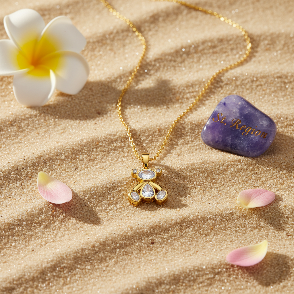 Crystal & Cubic Zirconia Goldtone Bear Pendant Necklace