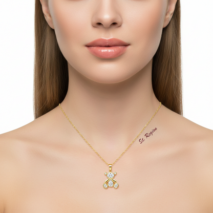 Crystal & Cubic Zirconia Goldtone Bear Pendant Necklace