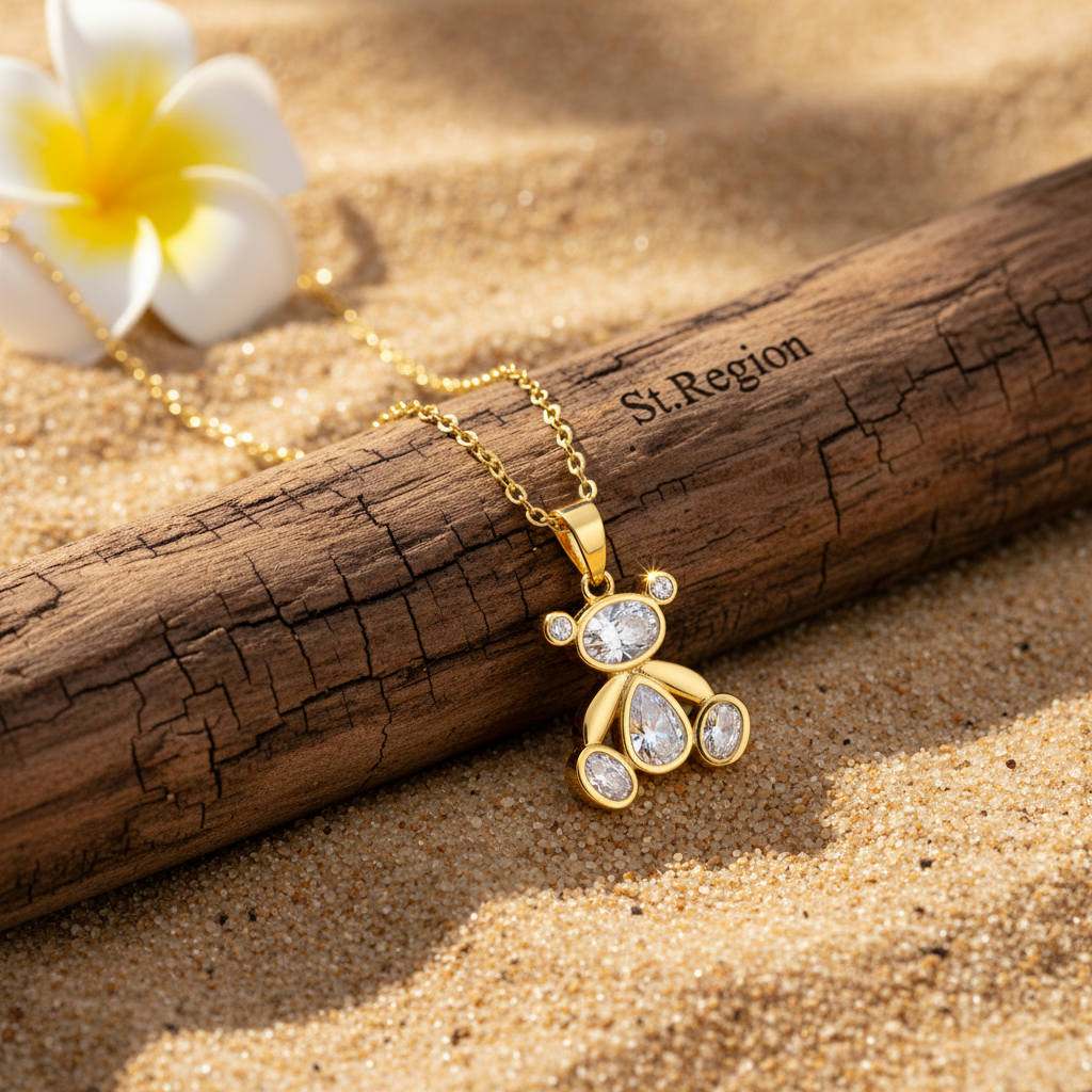 Crystal & Cubic Zirconia Goldtone Bear Pendant Necklace