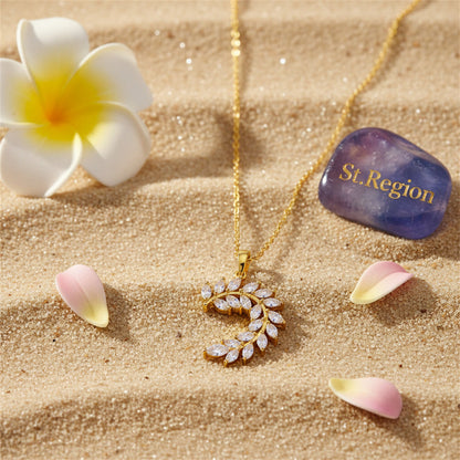 Crystal & Goldtone Olive Branch Pendant Necklace