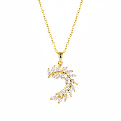 Crystal & Goldtone Olive Branch Pendant Necklace
