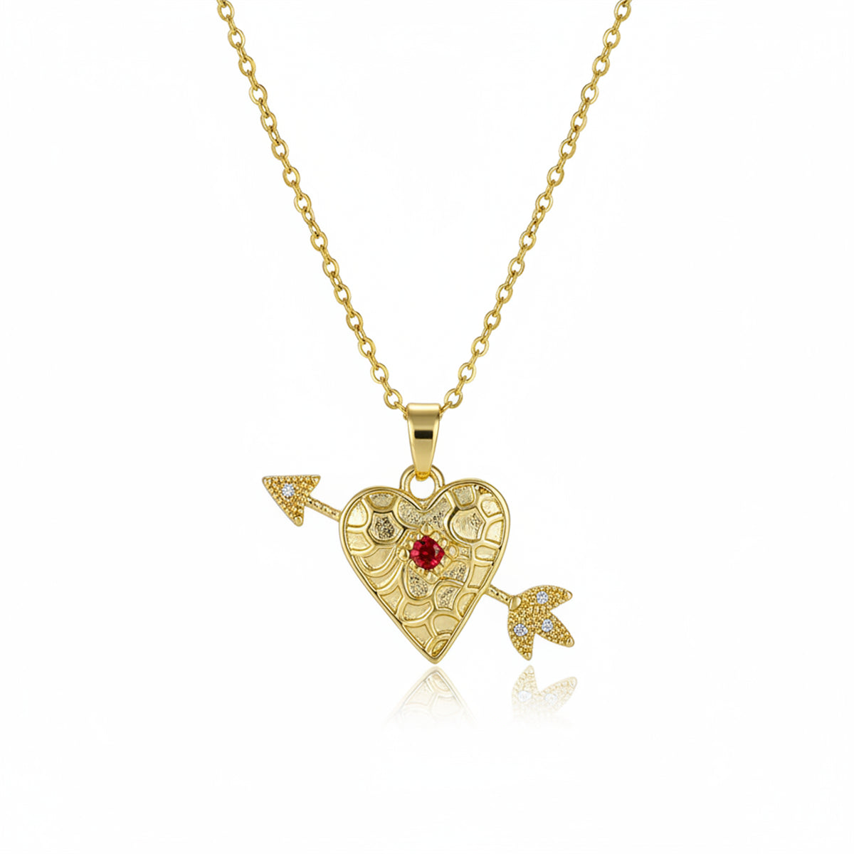Cubic Zirconia & Goldtone Cupid Arrow Pendant Necklace