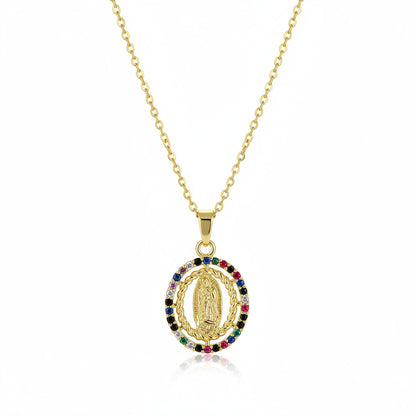 Green Multicolor Cubic Zirconia & Goldtone Marry Pendant Necklace