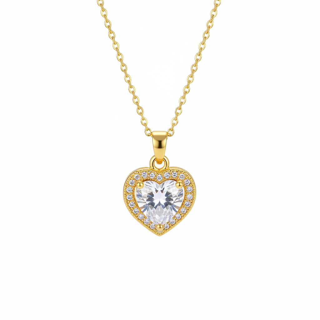 Crystal & Cubic Zirconia Goldtone Heart Pendant Necklace
